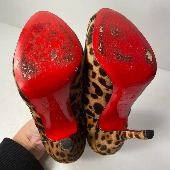 Christian Louboutin lady derby ponyhair open toe pumps heels
